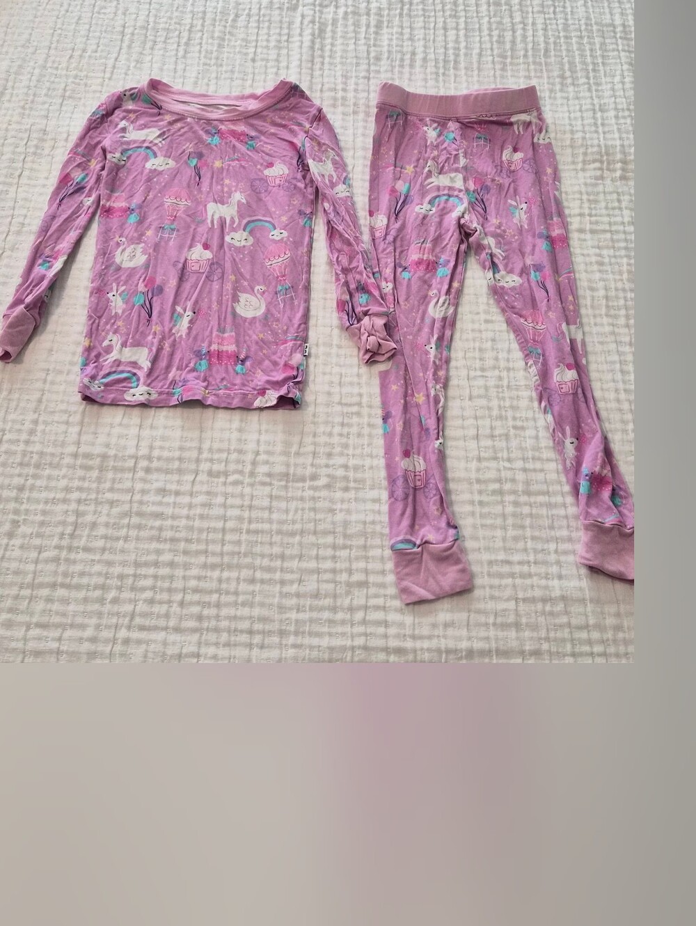 Little Sleepies Girls' Purple Unicorn & Rainbow Pajama Set